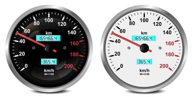 auto dashboard meters set. verzameling snelheidsmeters, toerentellers. vectorillustratie geïsoleerd op een witte achtergrond. vector