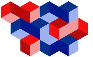 kleurrijke abstracte compositie izometrische kubussen en vormen, geïnspireerd. vector illustratie