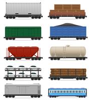 Stel pictogrammen spoorwagon trein vectorillustratie vector