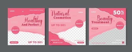 schoonheidscentrum make-up sociale media post banner vierkante flyer sjabloonontwerp vector