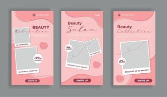 schoonheidscentrum make-up sociale media verhalen ontwerp vector