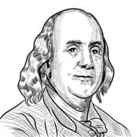 Surakarta Indonesië - 13 december 2021 - Benjamin Franklin illustratie op witte achtergrond vector