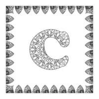 letter c met mandala bloem. decoratief ornament in etnische oosterse stijl. kleurboek pagina. vector