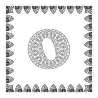 letter o met mandala bloem. decoratief ornament in etnische oosterse stijl. kleurboek pagina. vector