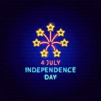 4 juli onafhankelijkheidsdag neon label vector