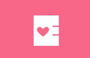 e roze liefde hart alfabet letterpictogram logo. creatief ontwerp voor een datingsitebedrijf of bedrijf vector