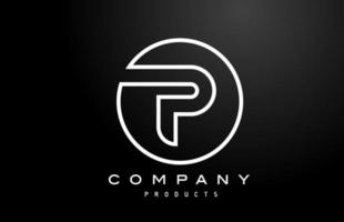 p witte alfabet letterpictogram logo met zwarte kleur. creatief ontwerp voor bedrijf en bedrijf vector