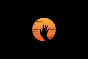 zonsondergang zonsopgang hand droom hoop logo ontwerp vector