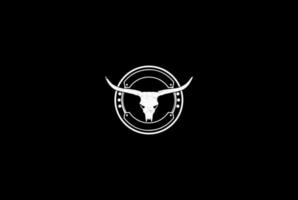 rustieke vintage texas stier buffel longhorn schedel logo ontwerp vector