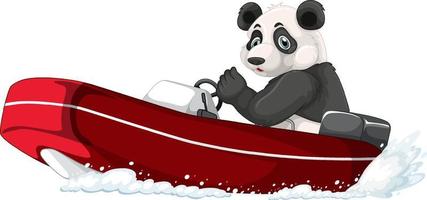 panda op een motorboot in cartoonstijl vector