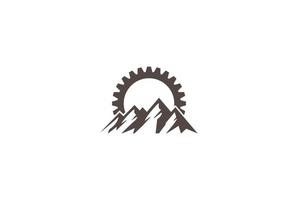 bergheuvel met tandwieltandwiel voor mijnbouw of fiets sport logo ontwerp vector