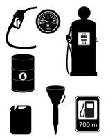 zwarte silhouet brandstof ingesteld pictogrammen vector illustratie