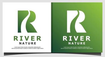 letter r voor rivier natuur logo ontwerpsjabloon vector