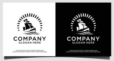 silhouet van dhow-logo-ontwerp, traditionele zeilboot uit Azië-Afrika vector