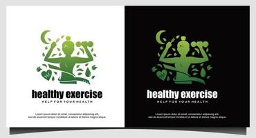 vrouwen yoga of sportschool voor gezond logo-ontwerp vector