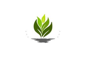 vintage groeiende plant blad bladeren natuur kruidentuin milieu logo ontwerp vector
