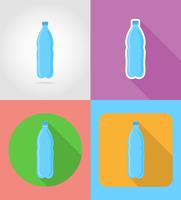 mineraalwater in een plastic fles fast food plat pictogrammen met de schaduw vectorillustratie vector