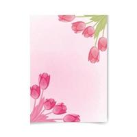 aquarel tulp bloem en laat decorontwerp vector