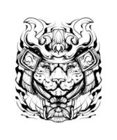 jaguar samurai krijger silhouet illustratie vector