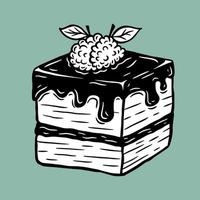 cake hand getrokken voedsel dessert blauwe bessen gebakjes menu café restaurants illustratie vector