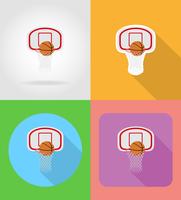 basketbal basket en bal plat pictogrammen vector illustratie
