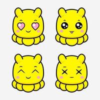 schattig kawai monster emoticon icoon. premium avatar platte stijl. vector