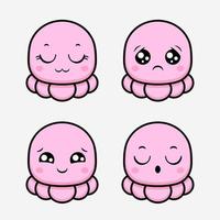 schattig kawai monster emoticon icoon. premium avatar platte stijl. vector