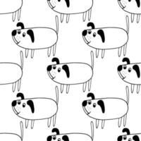honden naadloos patroon. hand getrokken doodle pictogram. , scandinavisch, noords, minimalisme, zwart-wit. huisdieren dieren textiel inpakpapier achtergrond vector