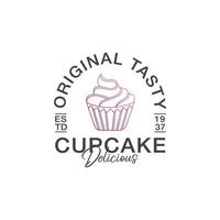 cupcake logo ontwerp sjabloon vector premium, bak winkel, bakkerij logo, vers brood, bak huis