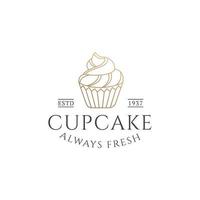 cupcake logo ontwerp sjabloon vector premium, bak winkel, bakkerij logo, vers brood, bak huis