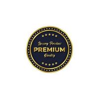 gouden badge en premium label productsjabloon vector