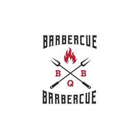 set logo sjabloon barbecue, bbq en grill, steak house embleem premium vector