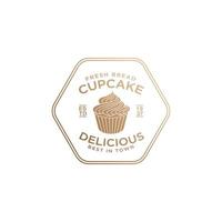 cupcake logo ontwerp sjabloon vector premium, bak winkel, bakkerij logo, vers brood, bak huis