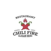 pittige chili logo ontwerp sjabloon vector, chili peper, hete chili, rode chili, pittig eten vector