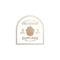 cupcake logo ontwerp sjabloon vector premium, bak winkel, bakkerij logo, vers brood, bak huis
