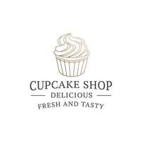 cupcake logo ontwerp sjabloon vector premium, bak winkel, bakkerij logo, vers brood, bak huis