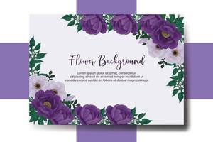 bruiloft banner bloem achtergrond, digitale aquarel hand getekende paarse pioen bloem ontwerpsjabloon vector
