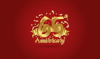 verjaardag viering achtergrond. met het 65e nummer in goud en met de woorden gouden jubileumviering. vector
