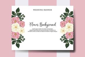 bruiloft banner bloem achtergrond, digitale aquarel hand getekende roze mini roze bloem ontwerpsjabloon vector