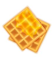 Belgische wafel met honing zoet dessert voor ontbijt vectorillustratie vector