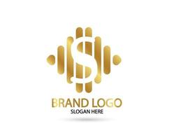 letter s gekoppeld monogram in gouden logo. vector logo