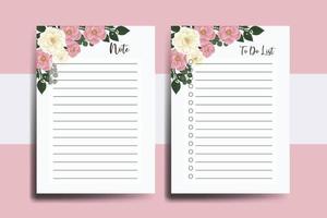 takenlijst planner sjabloon roze mini roze bloem ontwerp vector