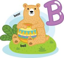 alfabet geïsoleerde letter b-beer-bal illustratie, vector