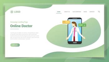 online doktersconcept voor startpagina van websitesjabloon vector