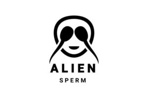 dubbele betekenis logo-ontwerp combinatie van gezicht alien en sperma vector