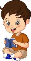 schattige kleine jongen die een boek leest vector