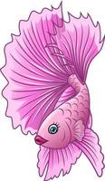 cartoon roze betta vis op witte achtergrond vector