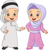 cartoon gelukkige moslim arabische kinderen vector