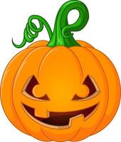 cartoon halloween pompoen met eng gezicht op witte achtergrond