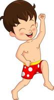cartoon gelukkige kleine jongen in een zomerzwempak vector